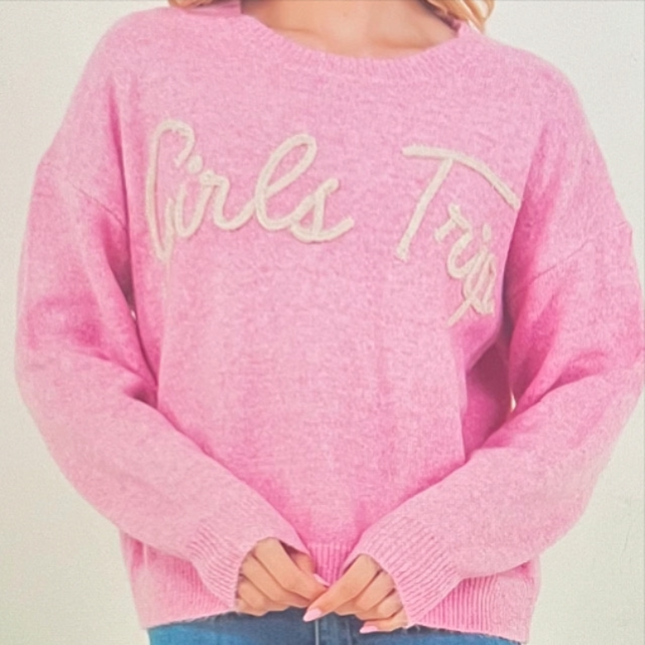 Girls Trip Pink Knitted Long Sleeve Sweater